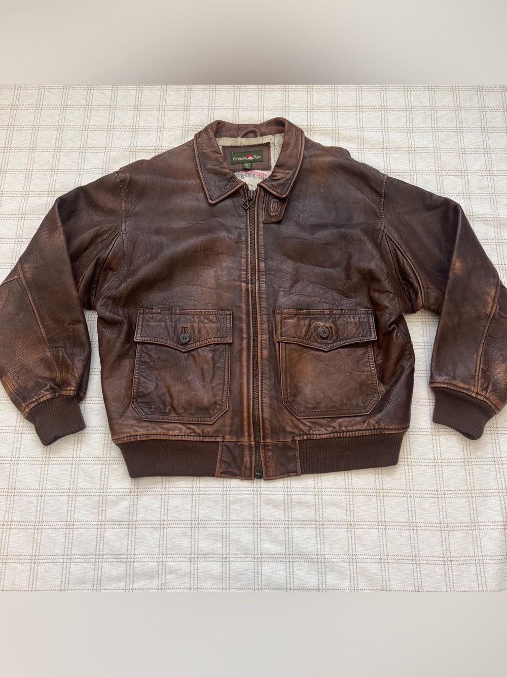 Outback Red Vintage Leather Pilot Bomber Jacket 🤎